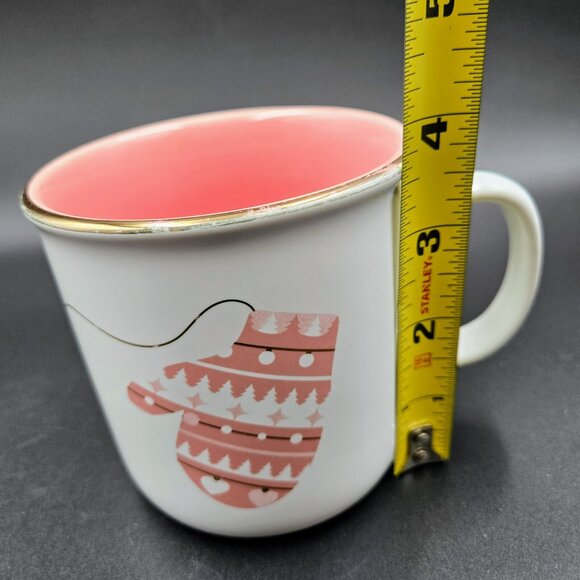 Davids Tea Pink Mittens Tea Cup Mug Coffee Gold Rim Read - Picture 9 of 10